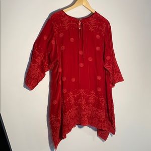 Valentine's Day Red Embroidered Tunic  Johnny Was